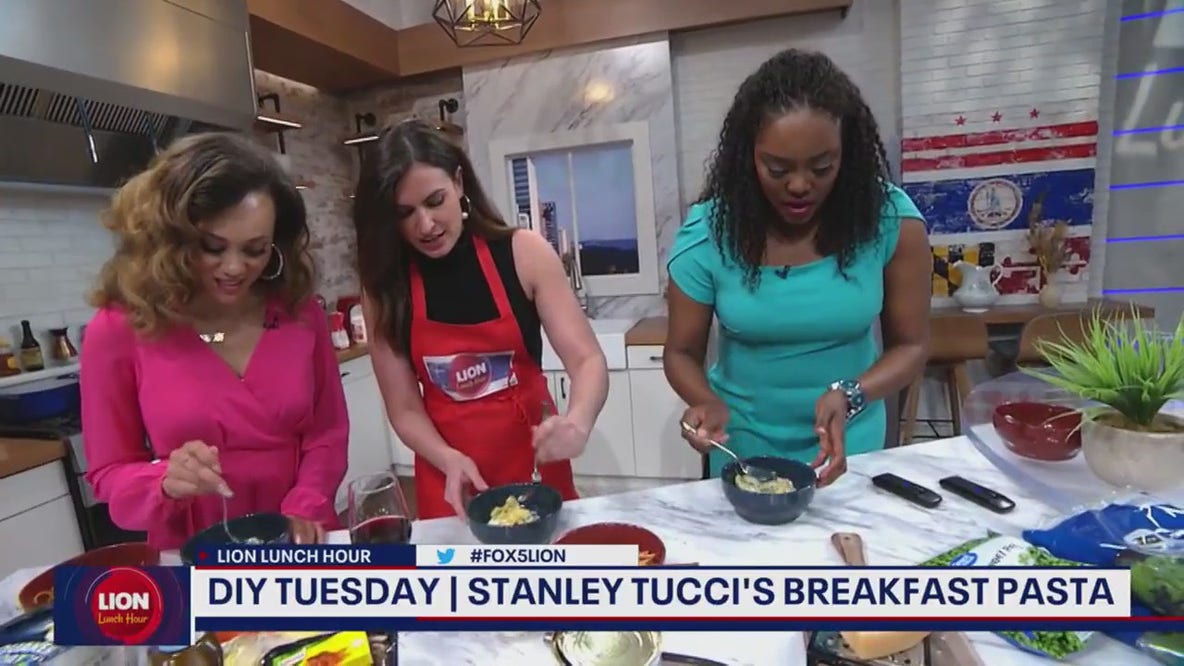 Stanley Tucci's Breakfast Pasta is "cheesy, charred goodness"